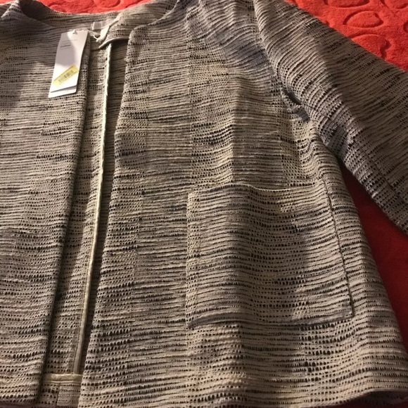 Eileen Fisher Natural Handloomed Cotton Furrows Round Neck Jacket Sz s/P248 NWT - Picture 3 of 11